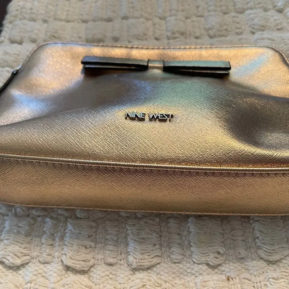 Nine West rose gold metallic cosmetic pouch
